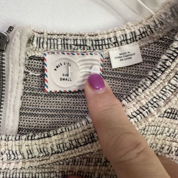 Postmark Anthropologie Boucle Tweed Top Tee S Short Sleeve Zipper Casual Boho - Picture 9 of 9